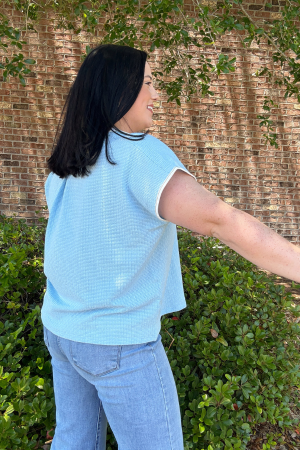 Textured Knit V- Neck Top - Shop Ravel