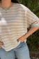 Short Sleeve Textured Stripe Knit Top - Taupe