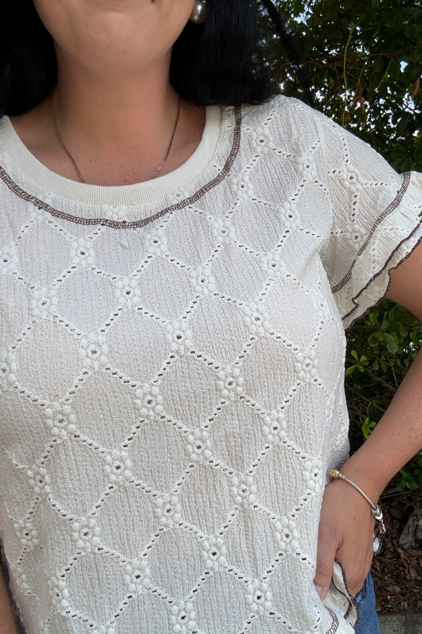 Eyelet Contrast Top