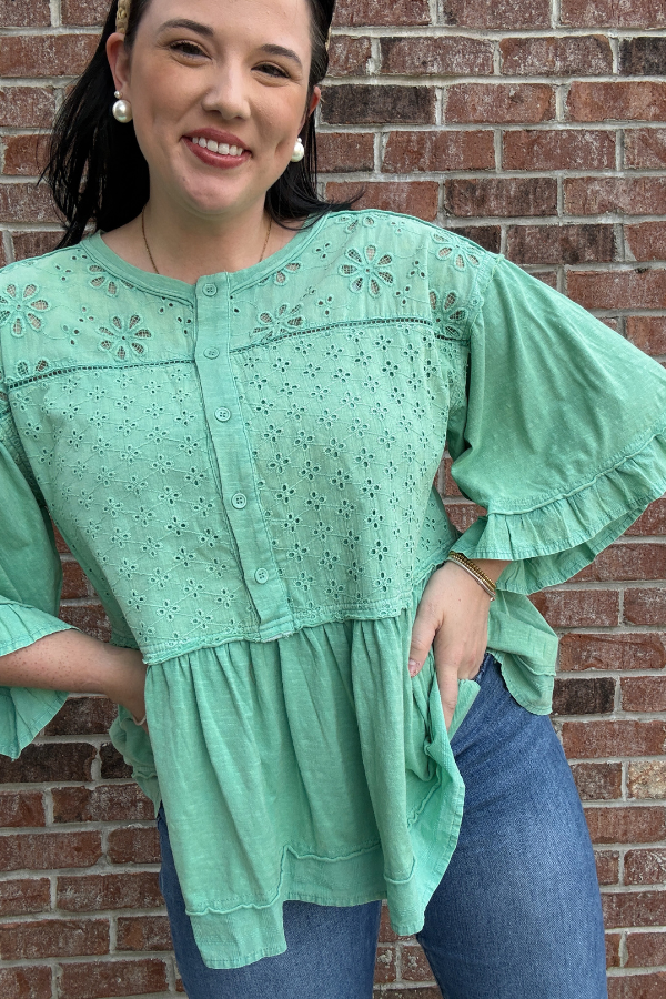 Eyelet Mix Top - Shop Ravel