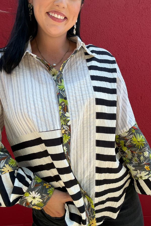 Mixed Print Button Up - Shop Ravel