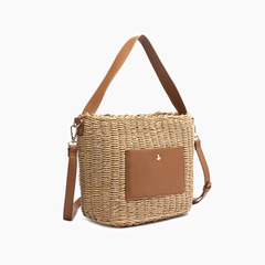 Sunset Straw Bucket Mini Tote Bag