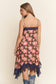 Floral Print Lace Trim Midi Dress