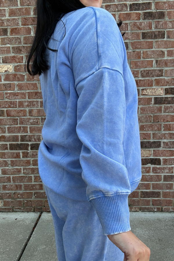 Acid Wash Pullover - Cornflower Blue