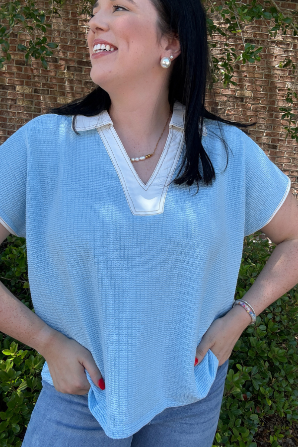 Textured Knit V- Neck Top - Shop Ravel
