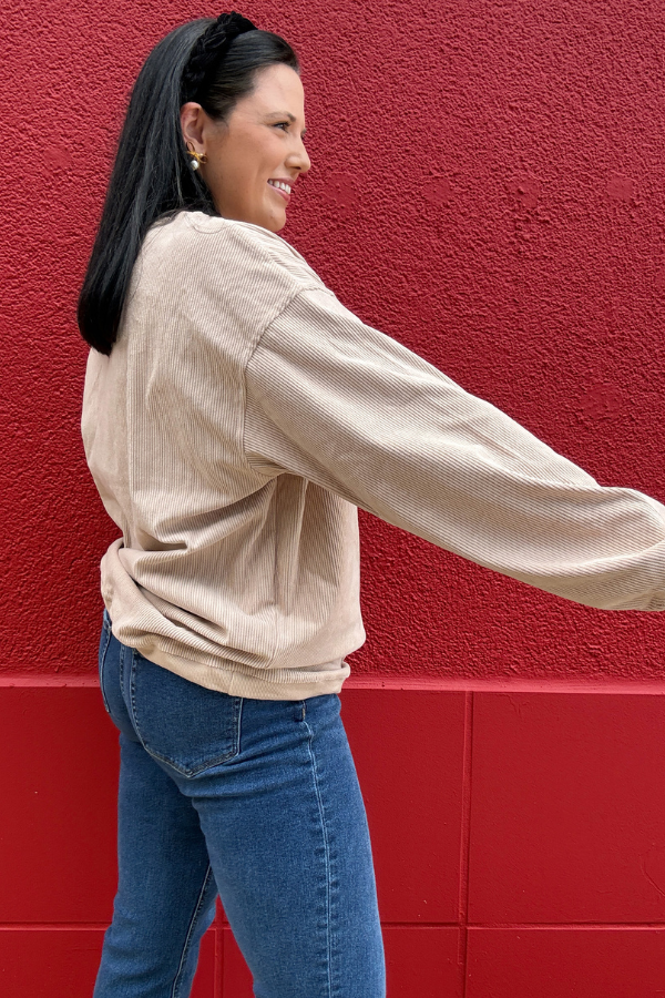 Game Day Embroidered Corduroy Sweatshirt