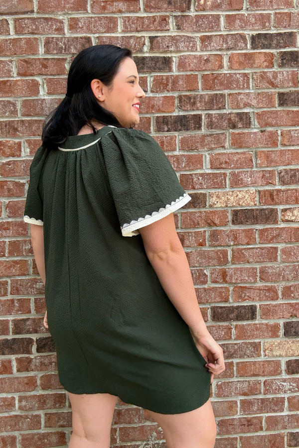 Green Textured Mini Dress