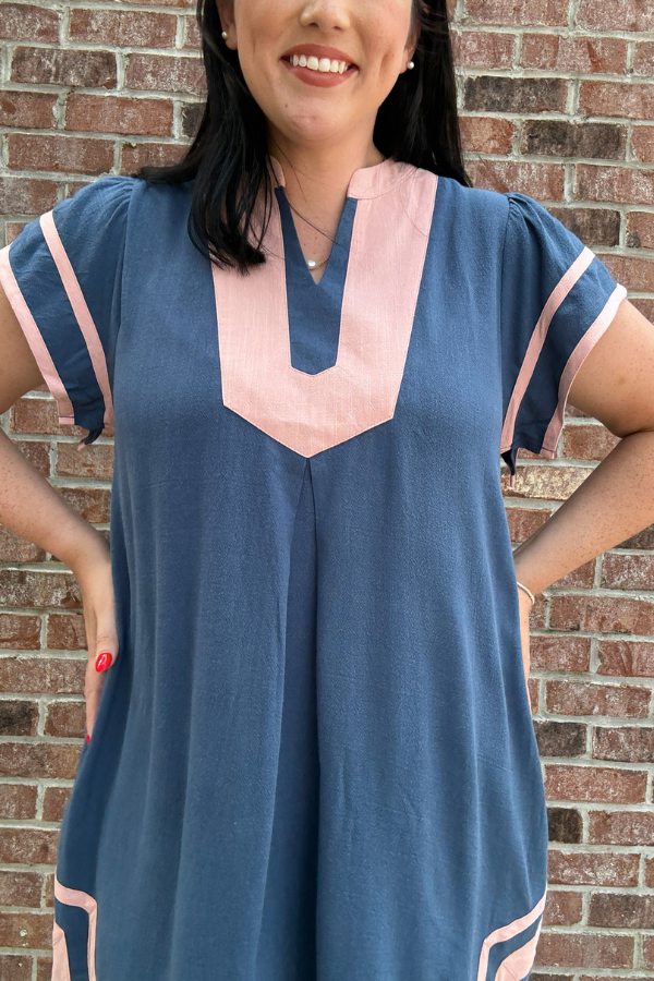 Linen Contrast Dress - Shop Ravel