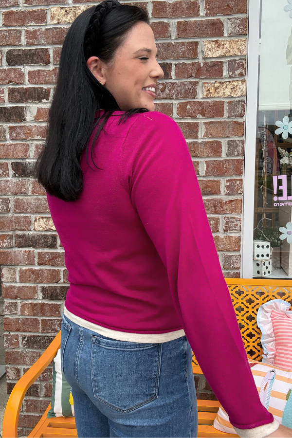 Contrasting Sweater - Magenta