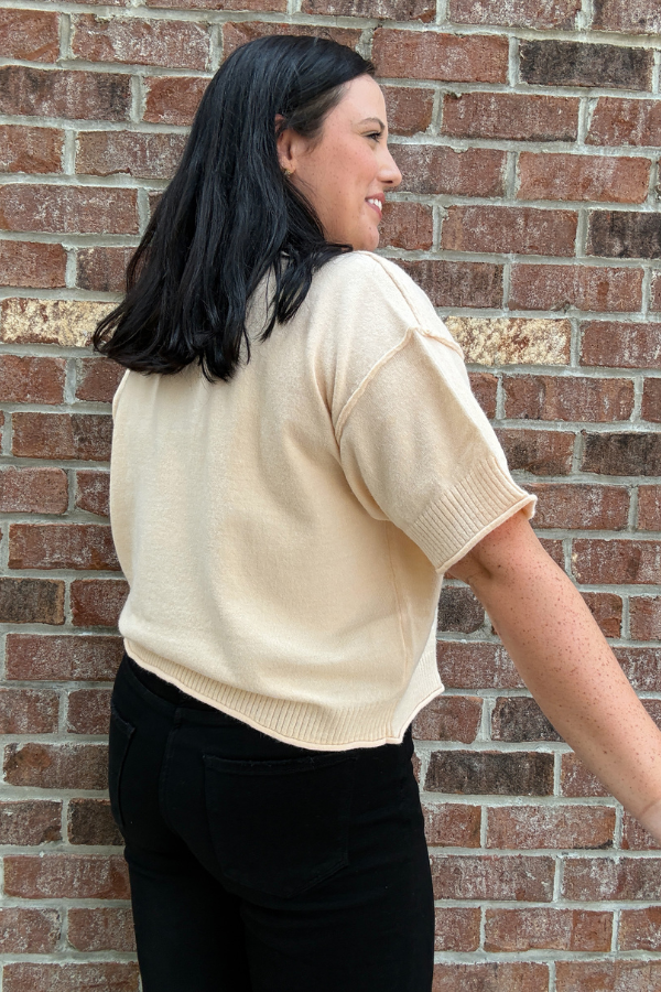 Short Sleeve Sweater - Beige