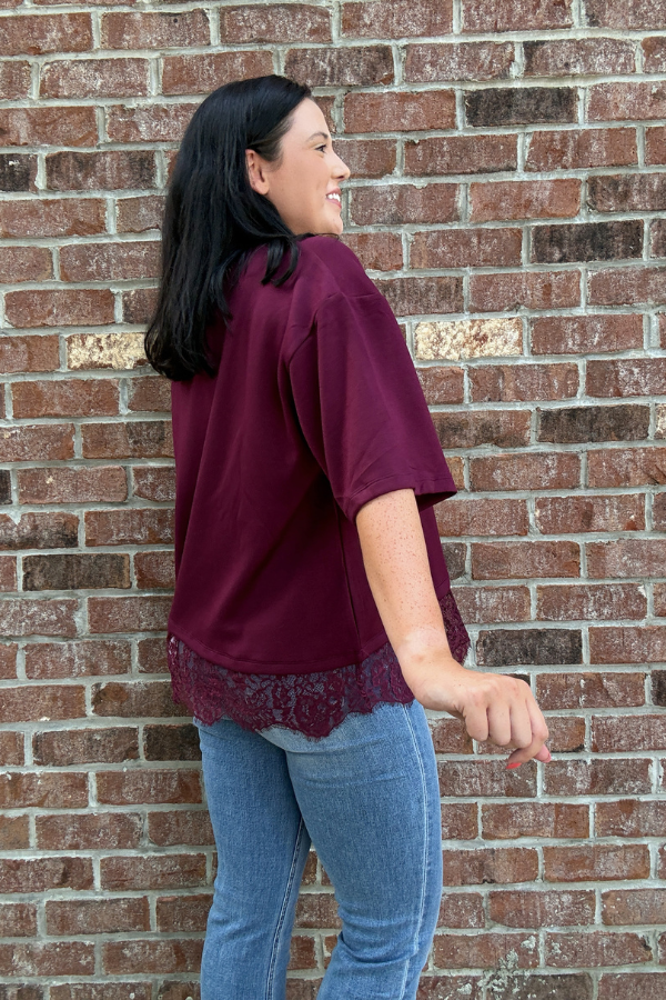 Tell Me About It Top - Burgundy