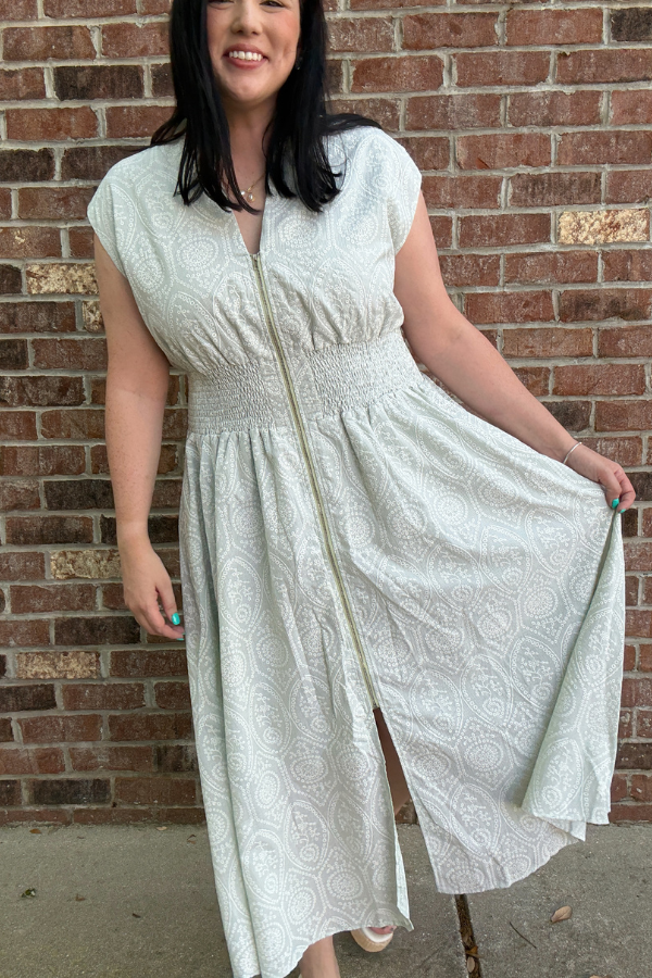 Eyelet Printed Midi Dress - Shop Ravel