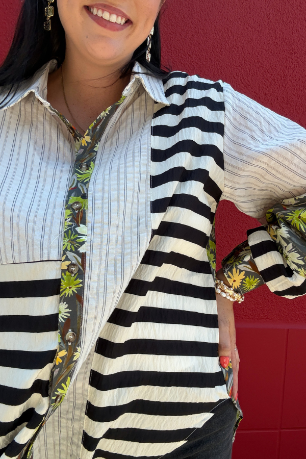 Mixed Print Button Up - Shop Ravel