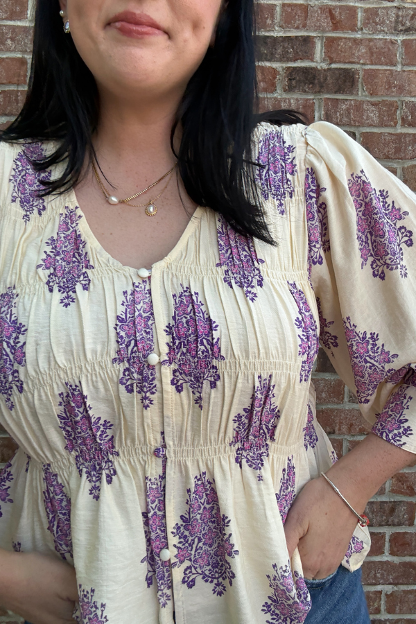 Puff Sleeve Smocked Blouse - Shop Ravel