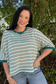 Short Sleeve Textured Stripe Knit Top - Teal
