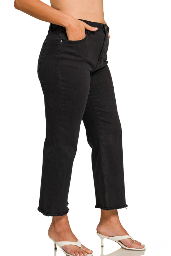 Frayed Bootcut Jeans- Black - Shop Ravel