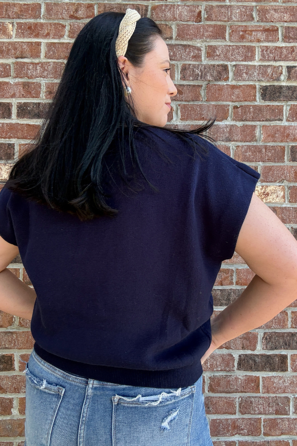 Short Sleeve Knot Knit Sweater