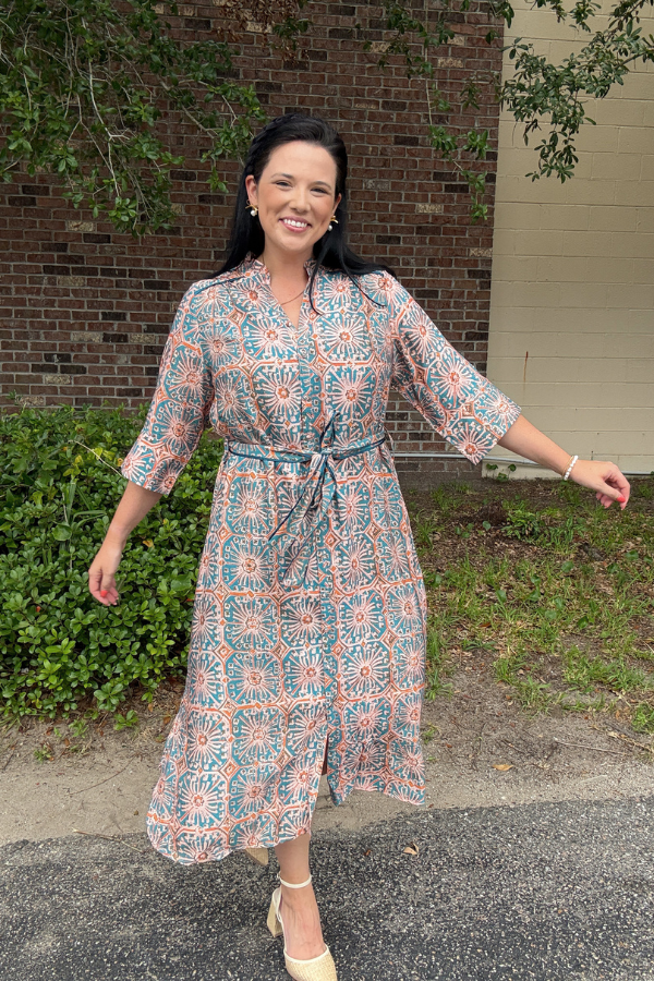 Abstract Print Midi Dress - Shop Ravel
