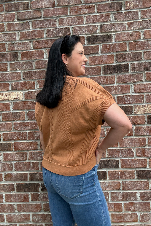 Camel Cable Knit Top