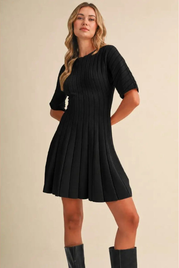 Short Sleeve Flare Mini Dress