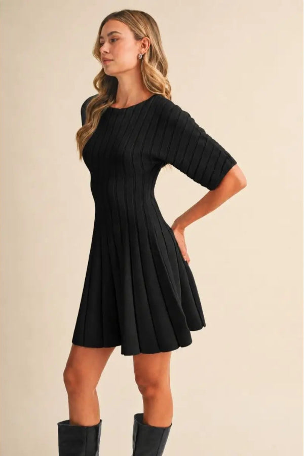 Short Sleeve Flare Mini Dress