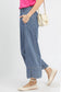 Stone Wash Denim Wide Leg Pants