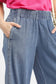 Stone Wash Denim Wide Leg Pants
