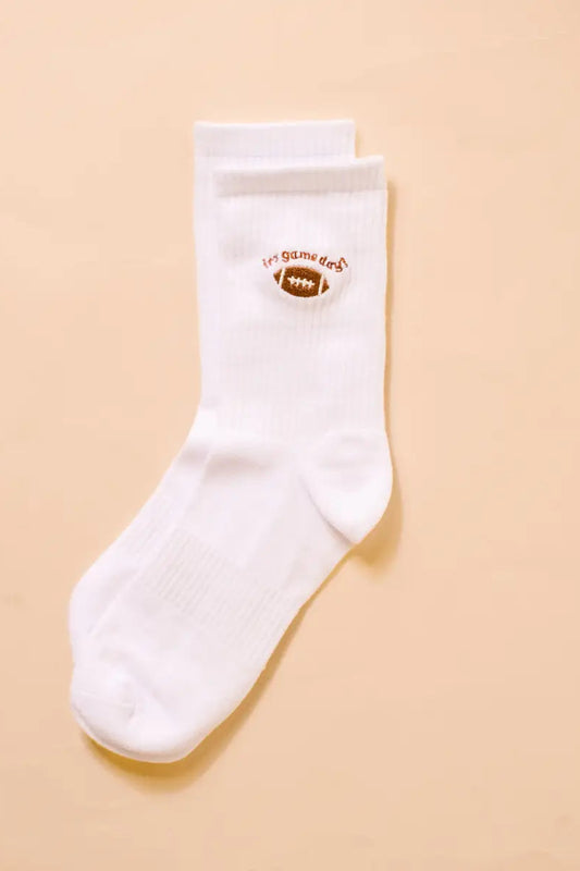 Embroidered Crew Socks–It's Game Day