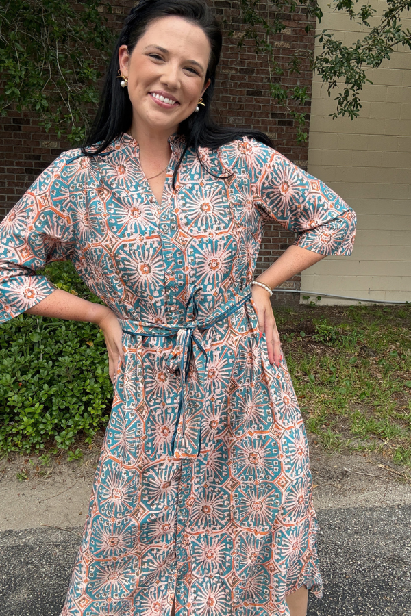 Abstract Print Midi Dress - Shop Ravel