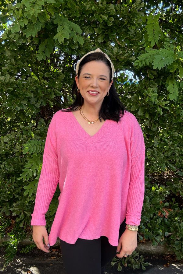 Ribbed Sleeve Sweater