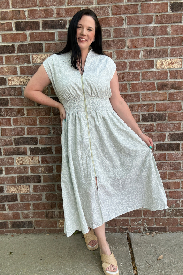 Eyelet Printed Midi Dress - Shop Ravel