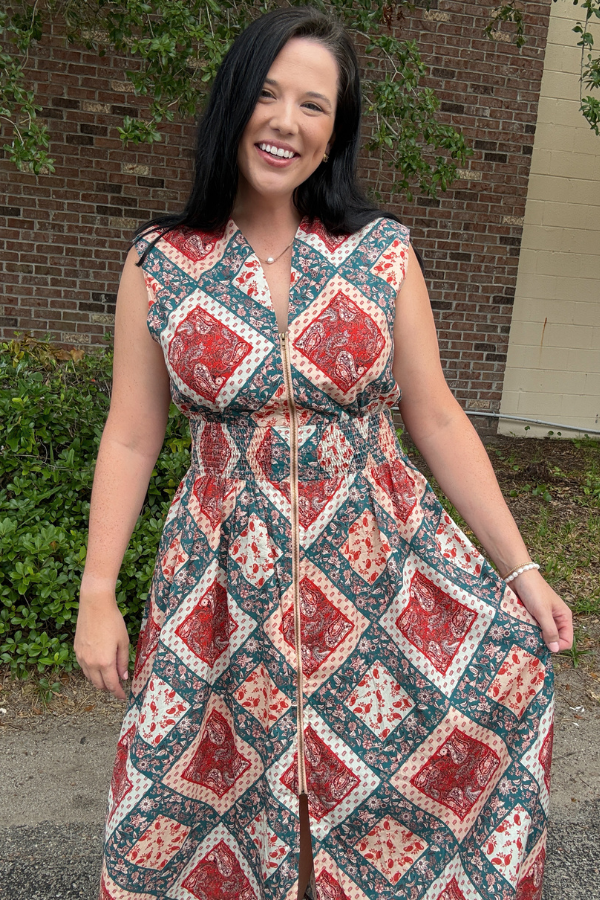 Allover Print Midi Dress