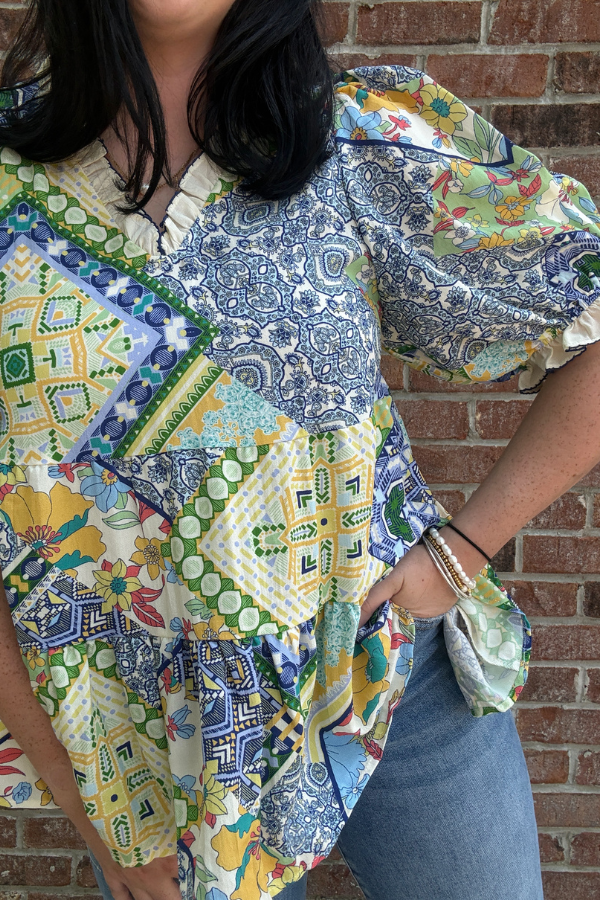 Patchwork Print Top - Shop Ravel