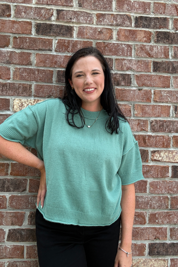 Short Sleeve Sweater - Jade