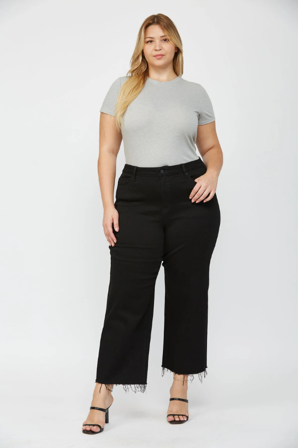 Mica Black Wide Leg Crop Jeans