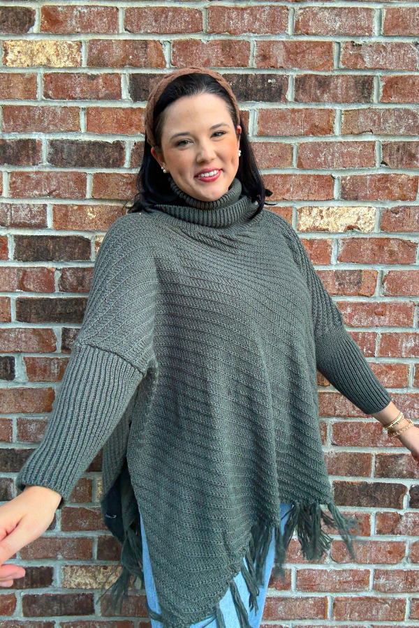 Roll Neck Poncho Sweater