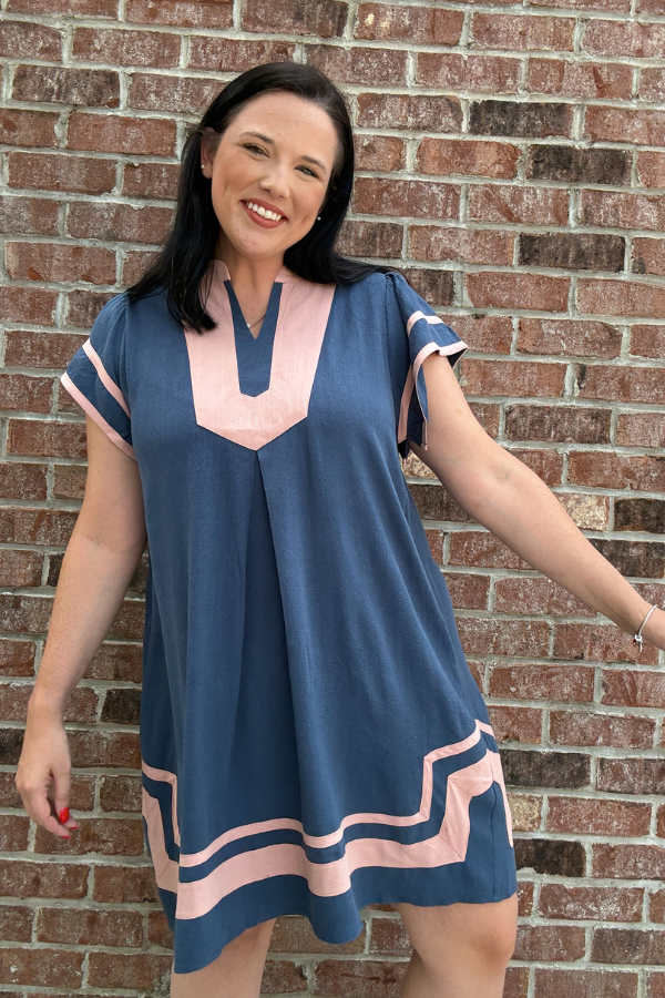 Linen Contrast Dress - Shop Ravel