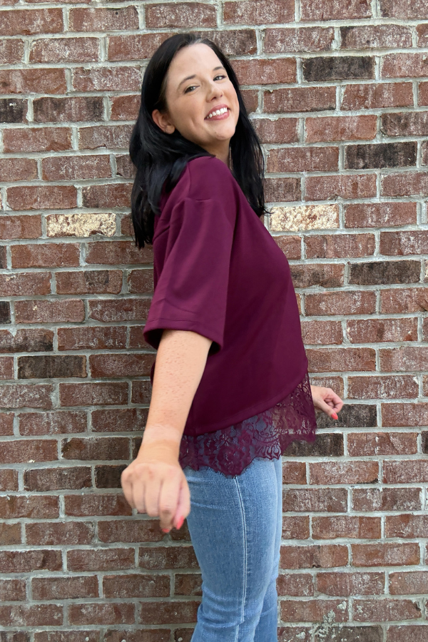 Tell Me About It Top - Burgundy