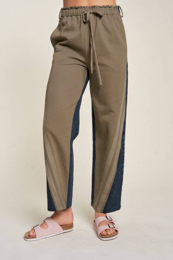 Two-Tone Denim Jogger Pants