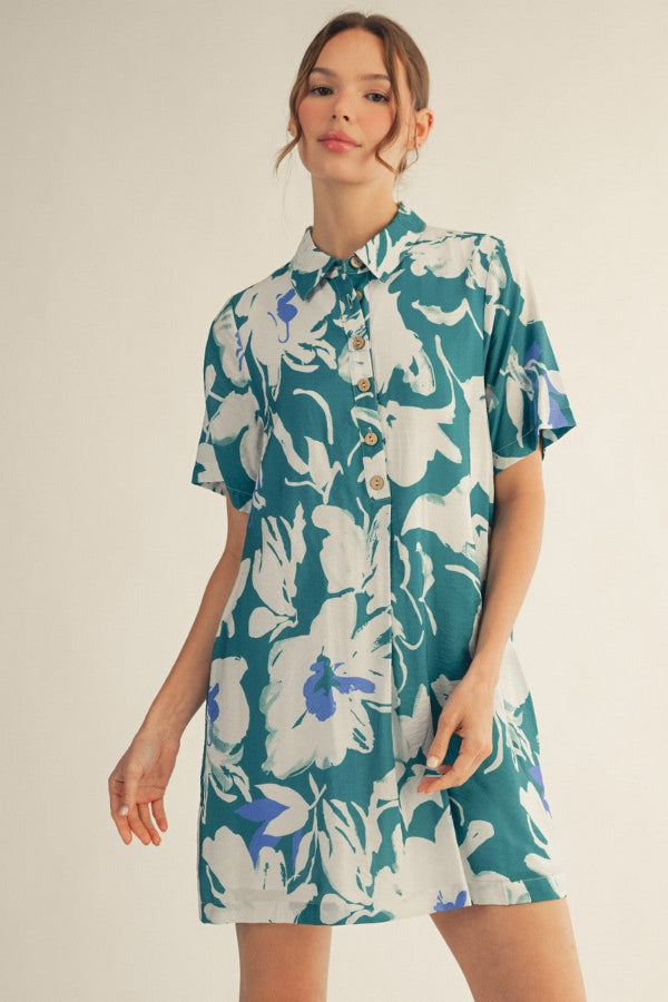 Tropical Floral Shirt Dress - Shop Ravel