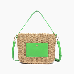 Sunset Straw Bucket Mini Tote Bag