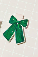 Magnetic Bookmark, Green Bow with Pink Hearts