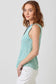 Washed Sleeveless Henley Top - Seafoam