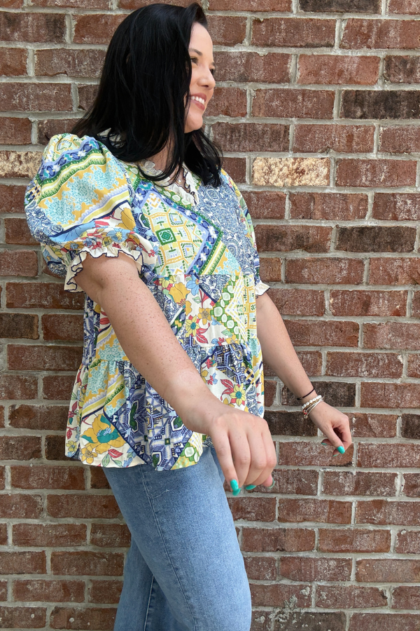 Patchwork Print Top - Shop Ravel