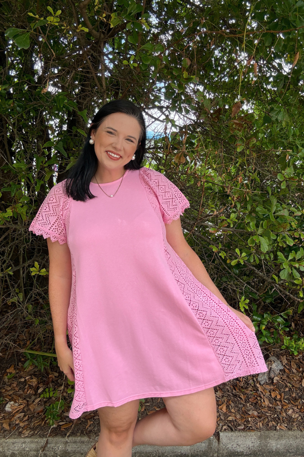 Eyelet Sleeves Dress