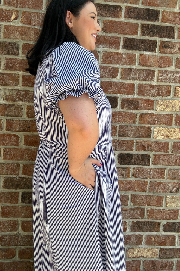 Pointed Collar Midi Dress