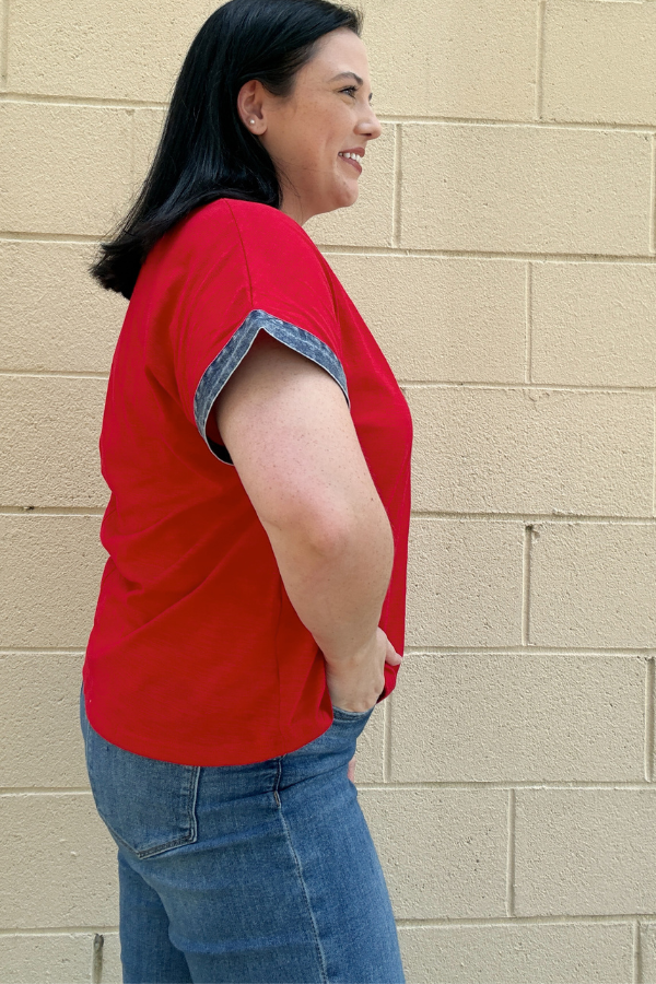 Red & Denim Top - Shop Ravel