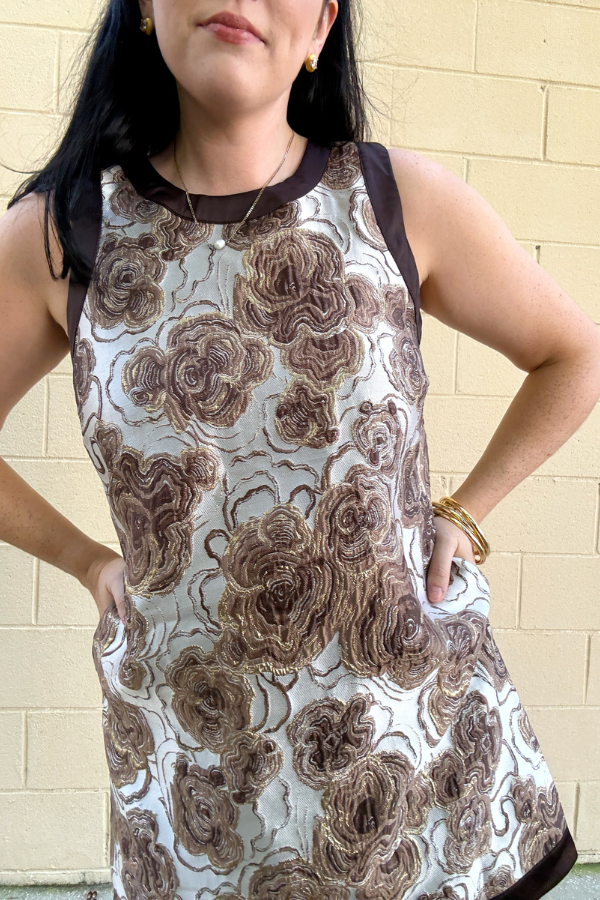 Golden Hour Floral Jacquard Mini Dress