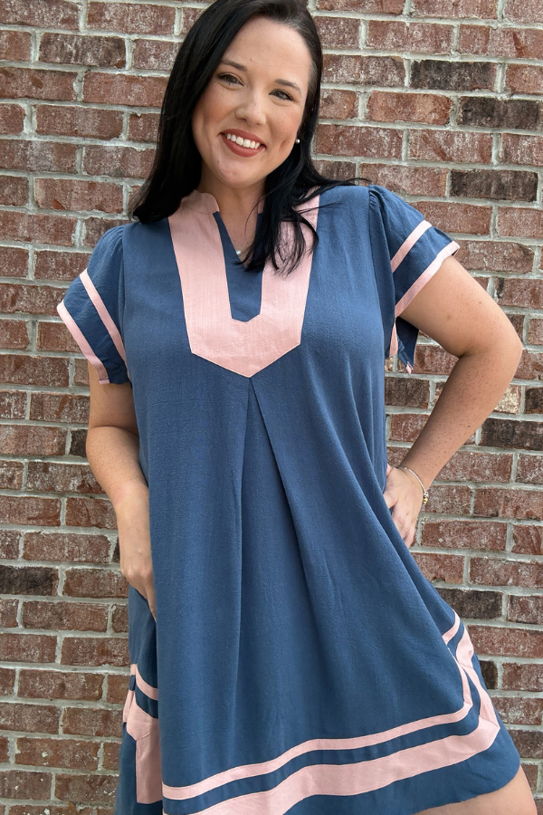 Linen Contrast Dress - Shop Ravel