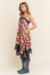 Floral Print Lace Trim Midi Dress